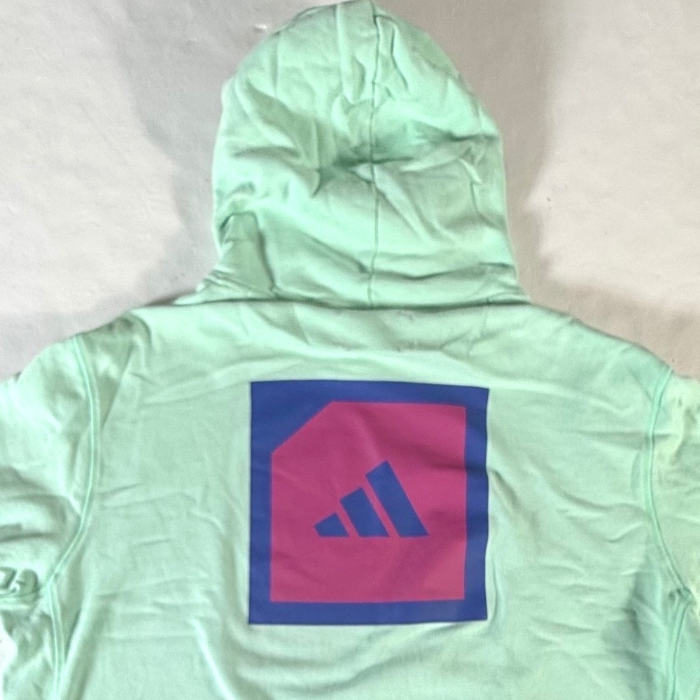 Adidas Adicross Hoodie Mens XL Mint Green Organic Cotton‎ Graphic Back Pullover